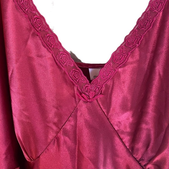 Enchanting women’s burgundy maxi floor length slip chemise size 3X - Picture 3 of 7